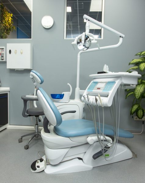 dental cabinet with various medical equipment